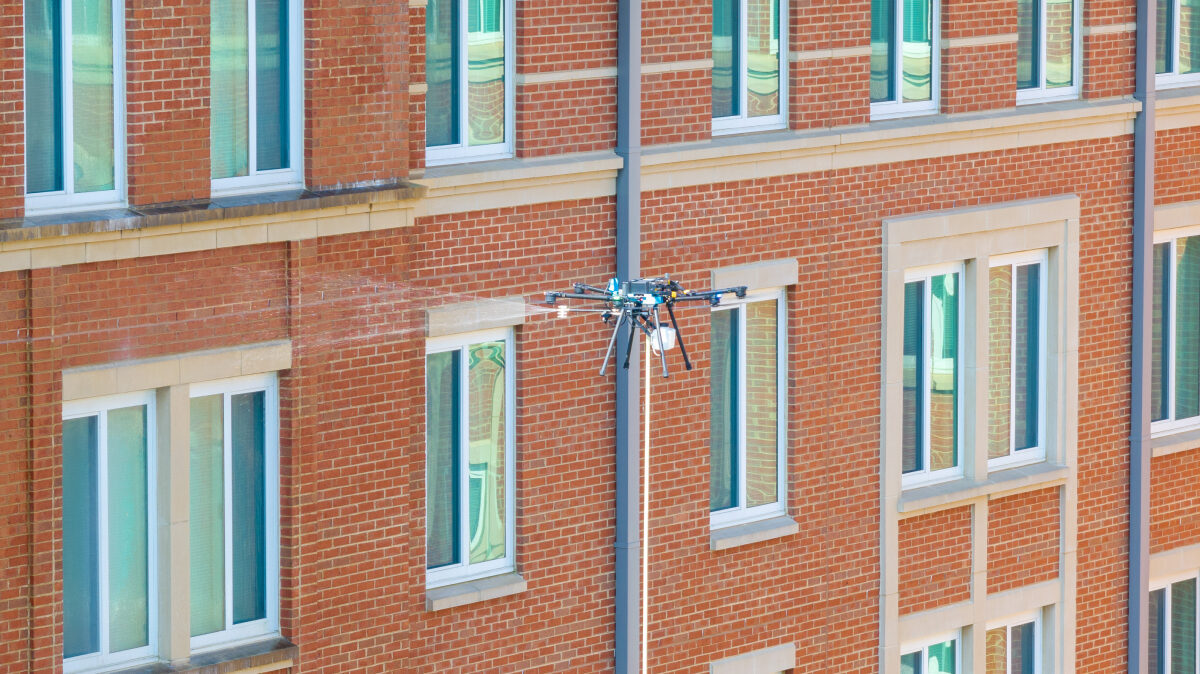 Drone window cleaning