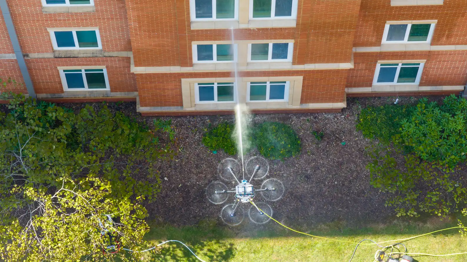 Drone window cleaning